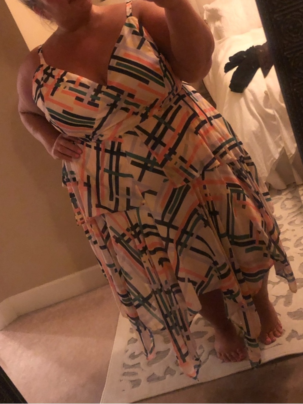 Eloquii Colorful Geometric Midi Pattern Dress
